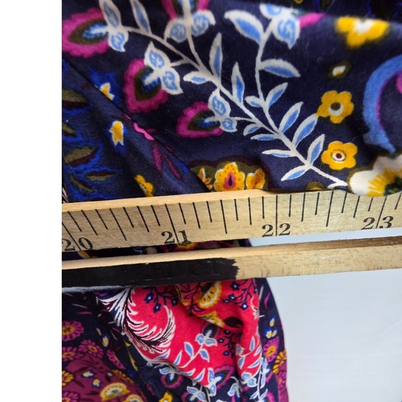 Talbots Top Plus Size 2X XX Blue Floral Scalloped  Shirt Blouse Bohemian Peasant - Picture 6 of 7